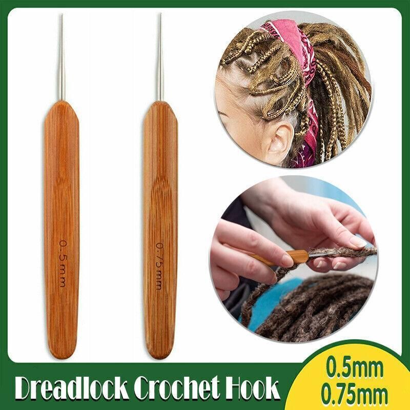 Bamboo Crochet Dreadlock Hook Needle Dread Tool Braiding Hair Maintenance Craft - 0.75MM