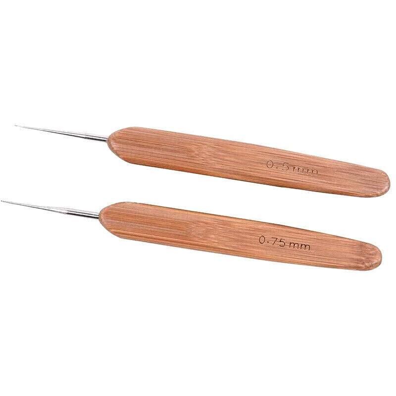 Bamboo Crochet Dreadlock Hook Needle Dread Tool Braiding Hair Maintenance Craft - 0.75MM