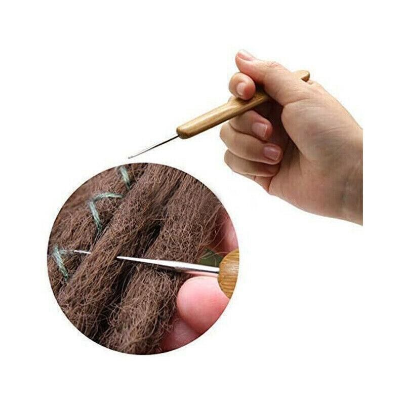 Bamboo Crochet Dreadlock Hook Needle Dread Tool Braiding Hair Maintenance Craft - 0.75MM