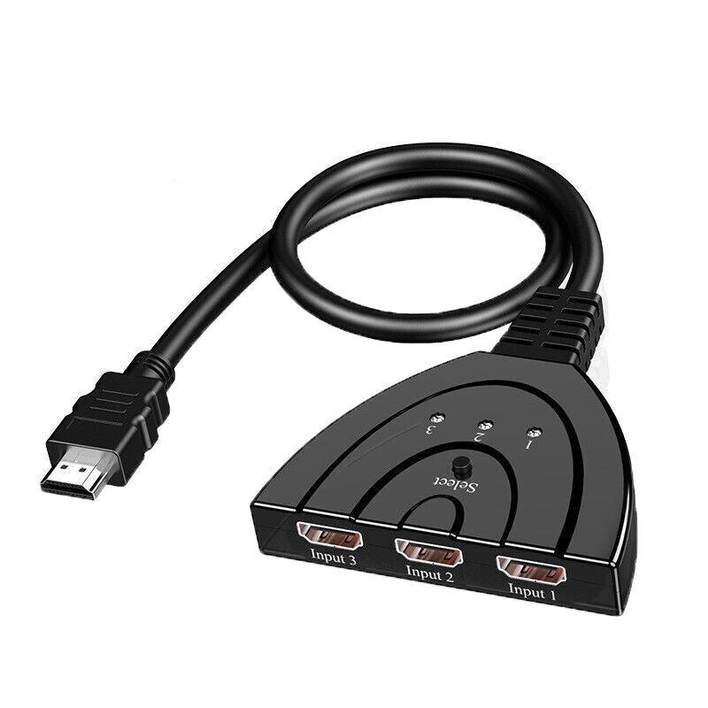 HDMI Switch Splitter 3-in-1 5-in-1 or 1-in-2 1080p 4K Manual or Remote Options - 3 in 1 Switch 1080p Manual