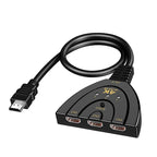 HDMI Switch Splitter 3-in-1 5-in-1 or 1-in-2 1080p 4K Manual or Remote Options - 3 in 1 Switch 1080p Manual