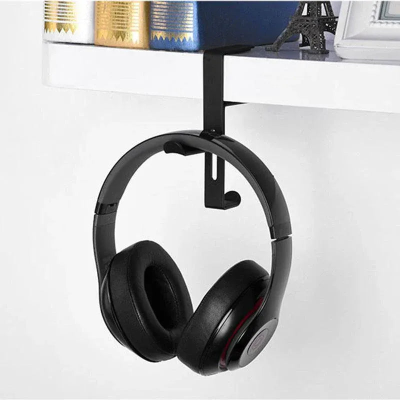 Metal Earphone Headset Desks Display Stand Hanger Holder Headphone Bracket Hook - Black