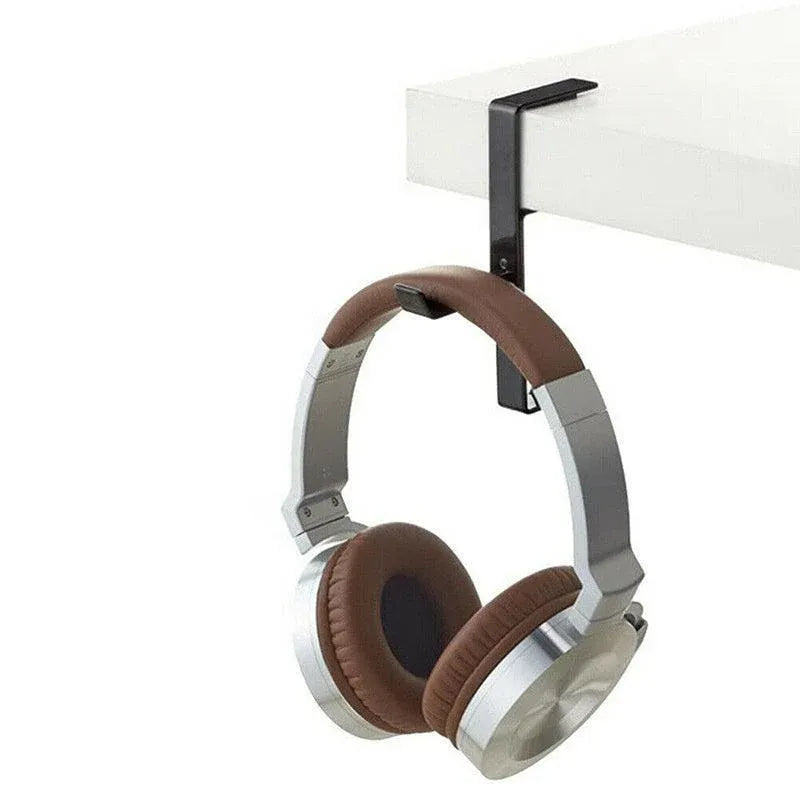 Metal Earphone Headset Desks Display Stand Hanger Holder Headphone Bracket Hook - Black