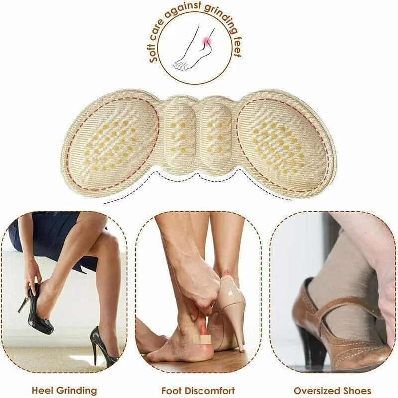 1Pair Thin Heel Insole Heel Protectors Heel Pads Shoe Liner Shoe Inserts Heel Grip - Apricot