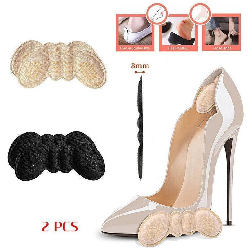 1Pair Thin Heel Insole Heel Protectors Heel Pads Shoe Liner Shoe Inserts Heel Grip - Black