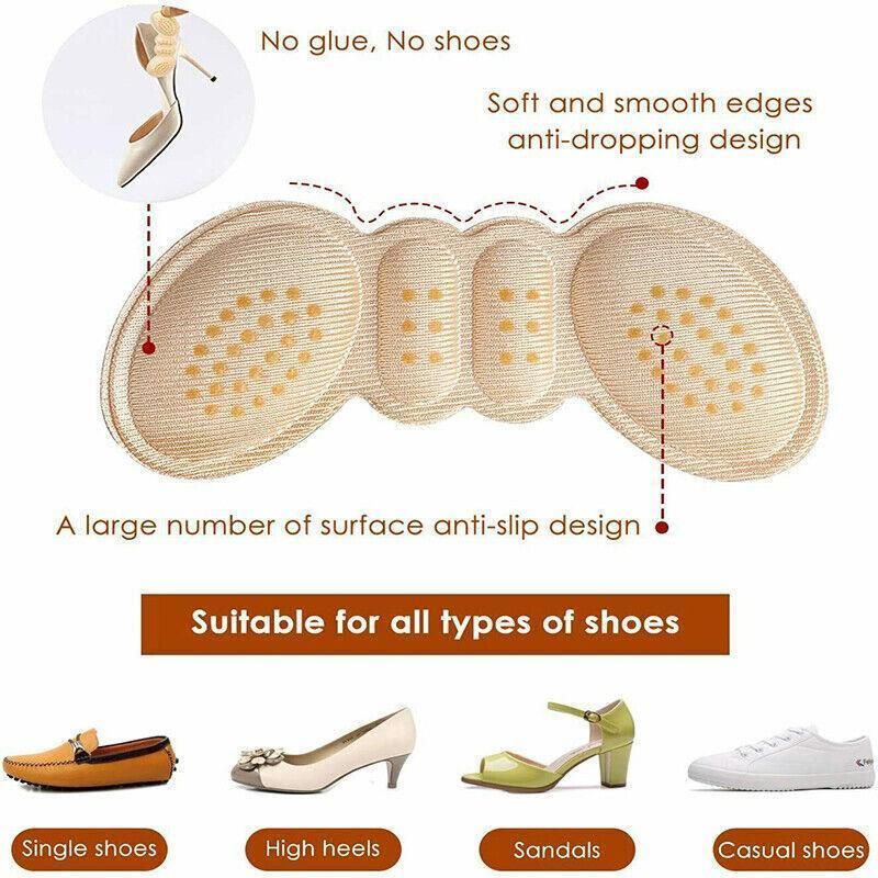 1Pair Thin Heel Insole Heel Protectors Heel Pads Shoe Liner Shoe Inserts Heel Grip - Black