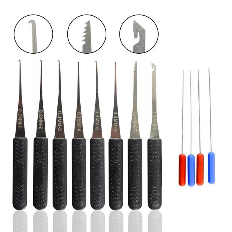 12PCS Kit Hand Lock Broken Key Extractor Removal Remover Hooks Needles Tool