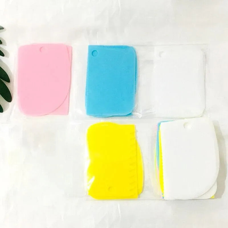 3Pcs Dough Cutter Icing Scraper Kitchen Tool Pastry Bowl Divider Bench Fondant - Yellow