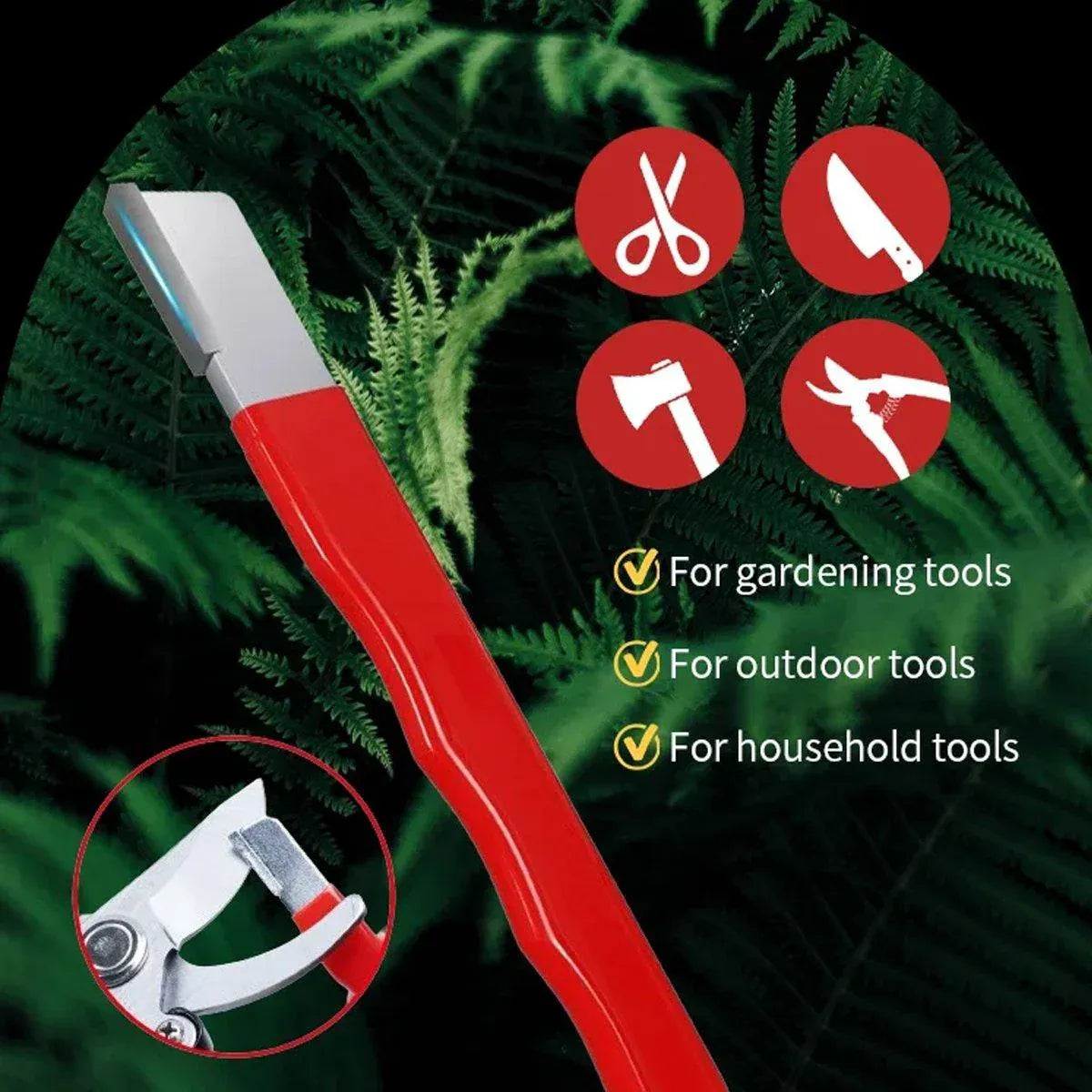 5pcs Handheld Garden Tool Knife Sharpener Quick Pocket Blade Carbide Sharpener - Red