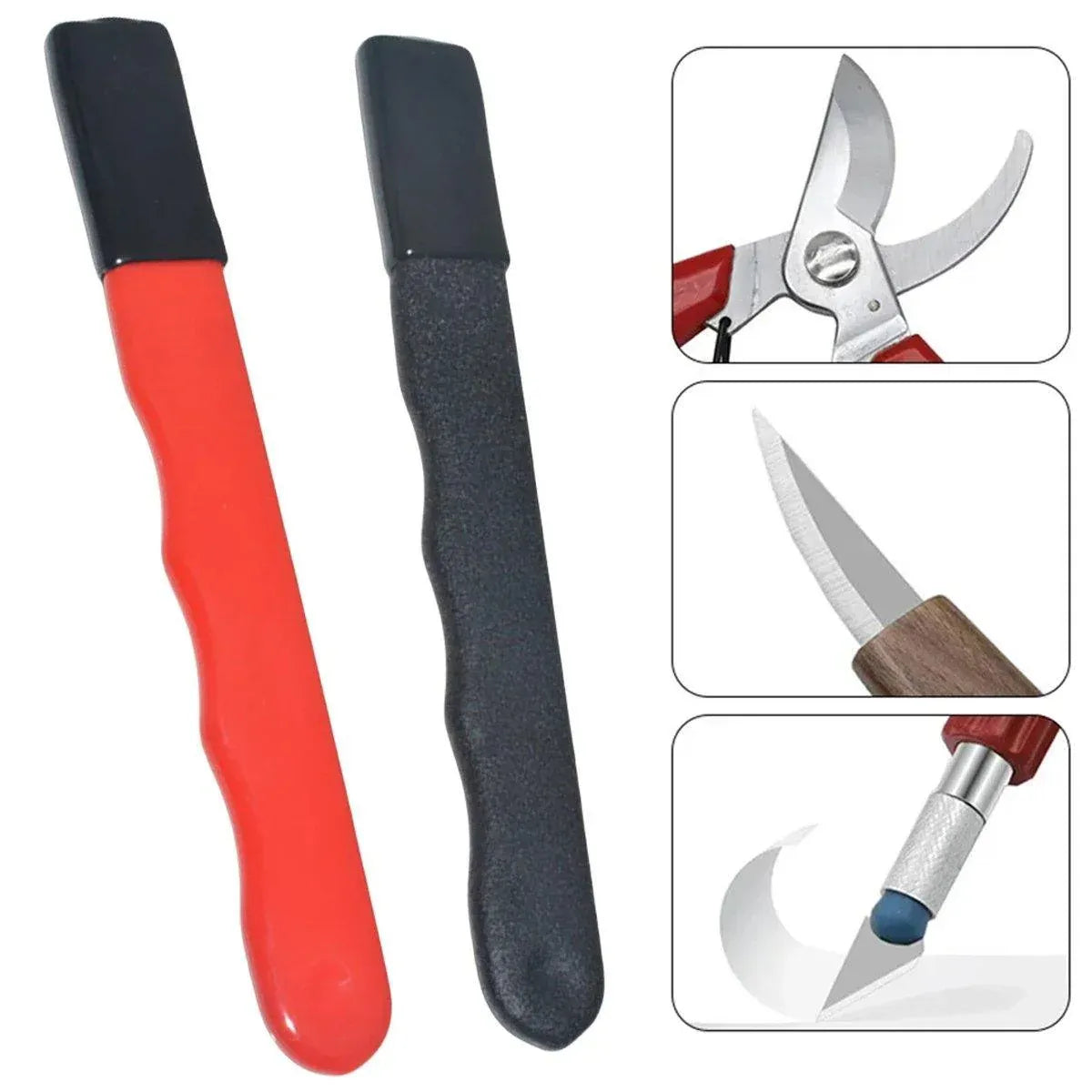 5pcs Handheld Garden Tool Knife Sharpener Quick Pocket Blade Carbide Sharpener - Red