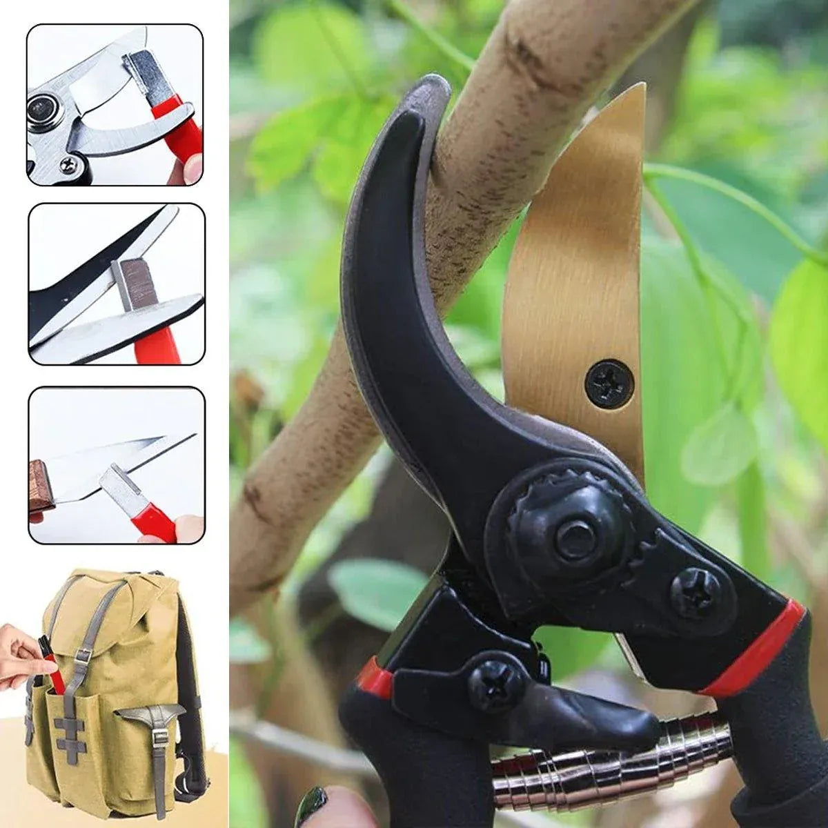 5pcs Handheld Garden Tool Knife Sharpener Quick Pocket Blade Carbide Sharpener - Red