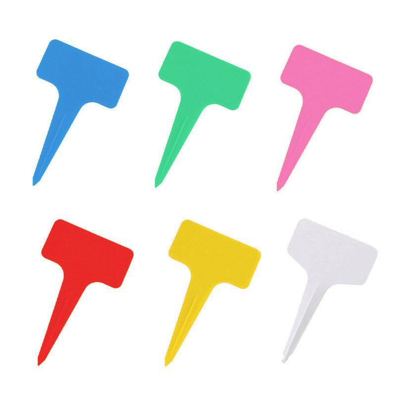 T-Type Plant Labels Flexible Plastic Garden Tags Nursey Seeding Marker Pen White - Green