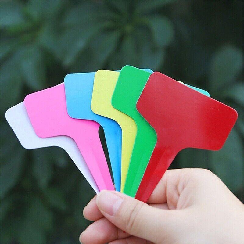 T-Type Plant Labels Flexible Plastic Garden Tags Nursey Seeding Marker Pen White - Red