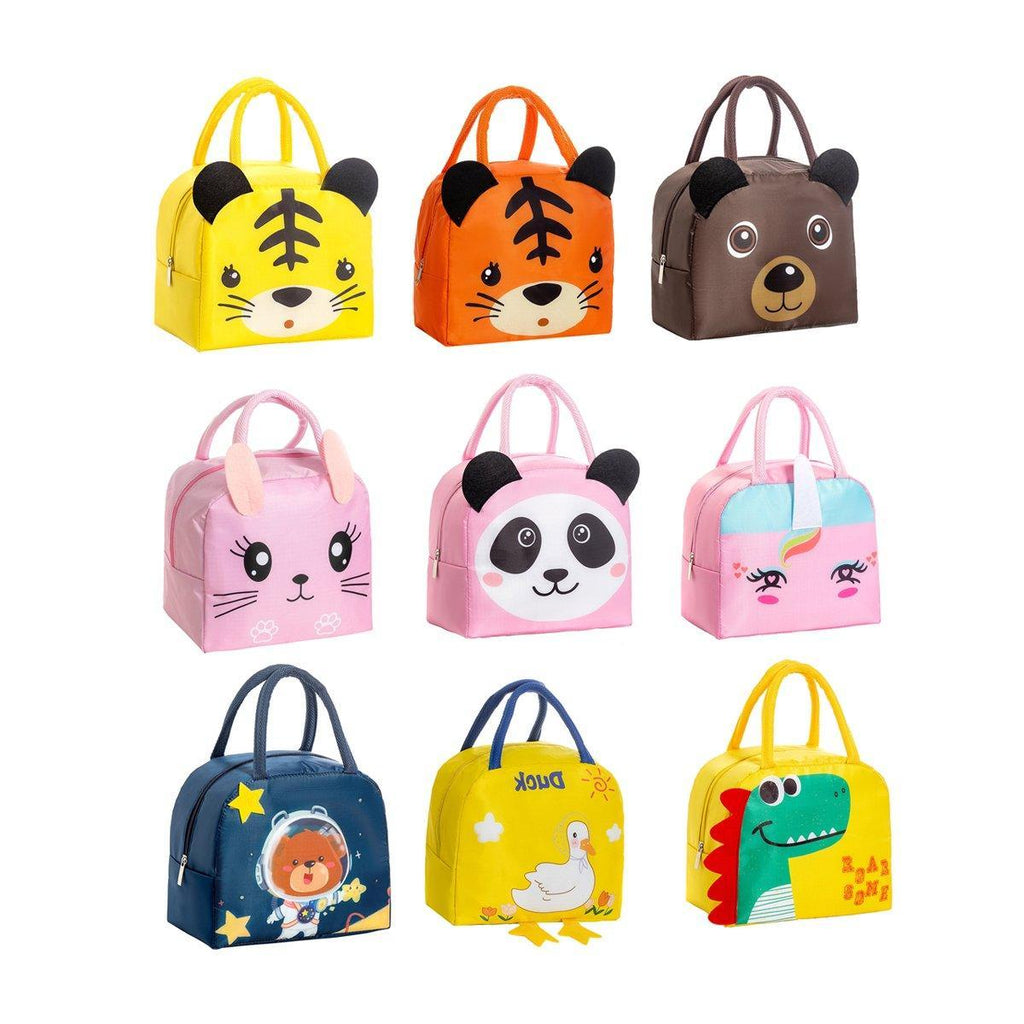 3D Bento Lunch Bag Cartoon Handbag Insulated Food Box Bag for Students LunchTote - Coffee Bear