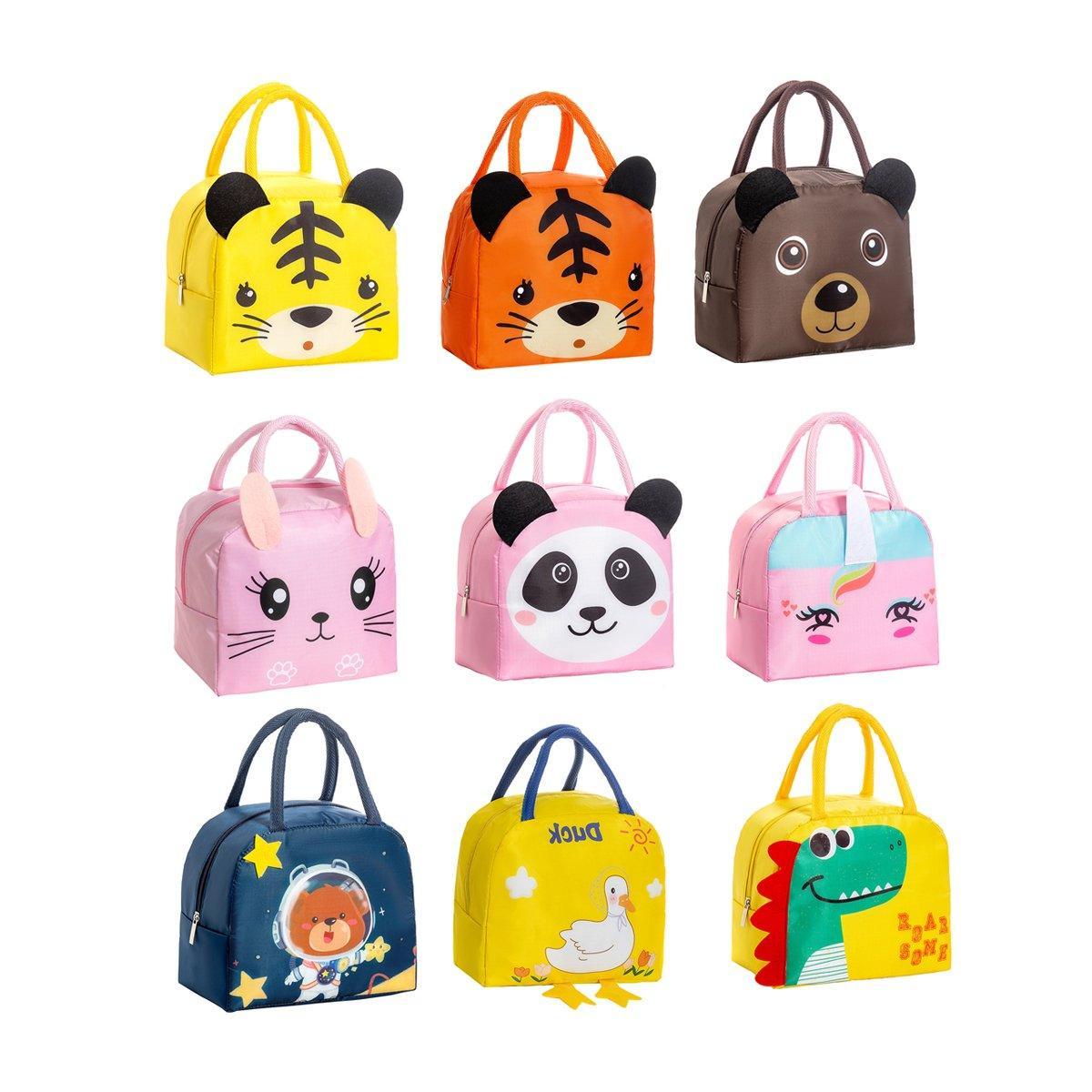 3D Bento Lunch Bag Cartoon Handbag Insulated Food Box Bag for Students LunchTote - Coffee Bear