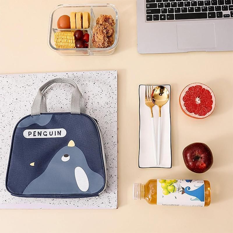 Cute Cartoon Lunch Bag Reusable Insulated School Lunch Box Cooler Tote Boy Girl - Pink