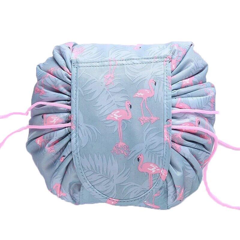 Portable Travel Makeup Bag Drawstring Cosmetic Pouch Lazy Storage Organiser Case - Pink