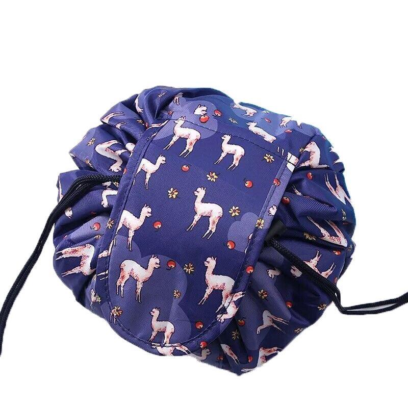 Portable Travel Makeup Bag Drawstring Cosmetic Pouch Lazy Storage Organiser Case - Pink