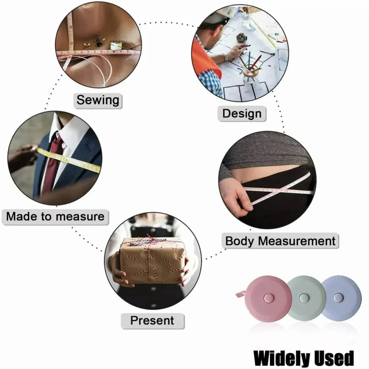 Retractable Tailor Tape Measure 150cm Soft Body Measuring Sewing Ruler - Green