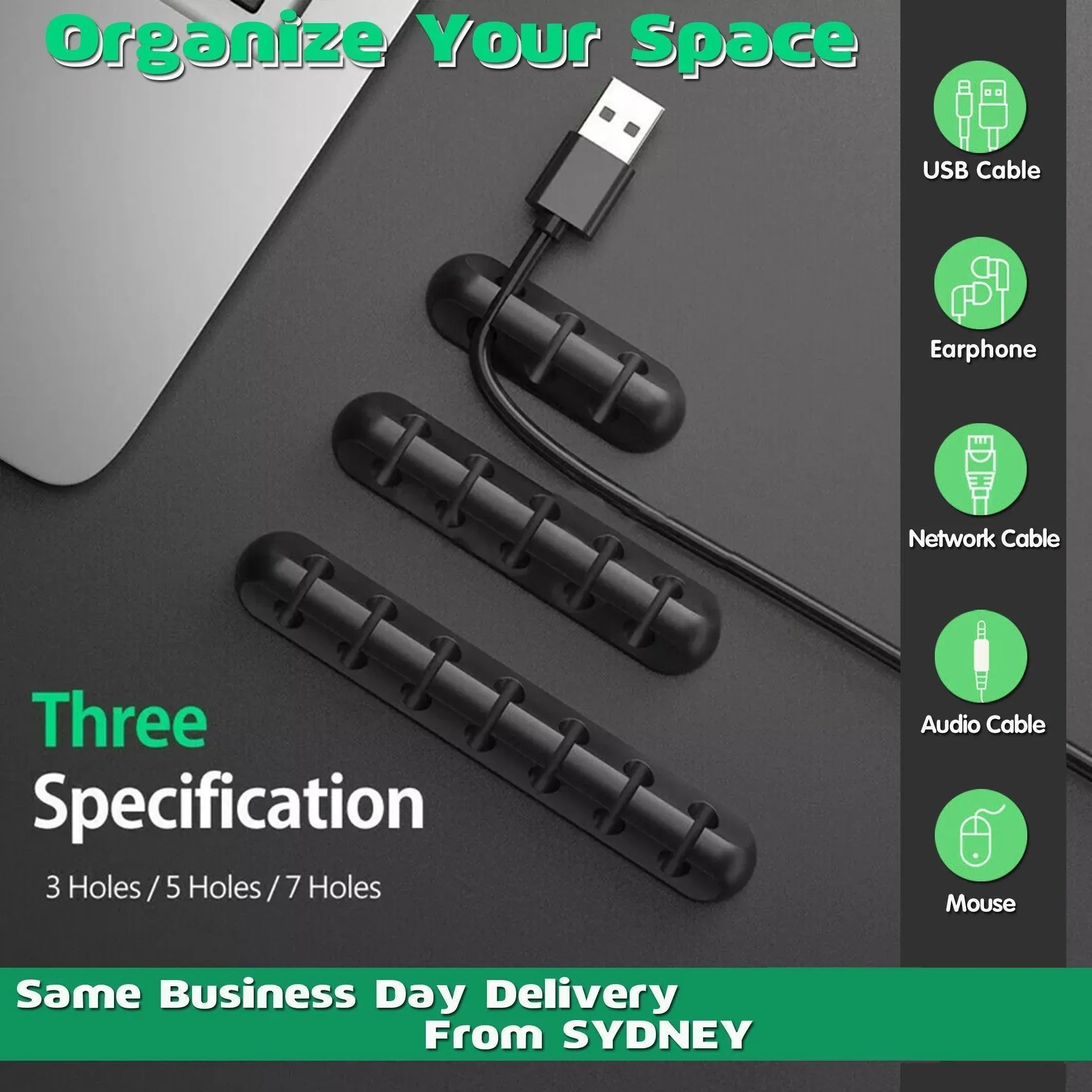 Value Pack Usb Charge Cable Holder Desk Cable Clips Organizer Cord Management - 7 Clips
