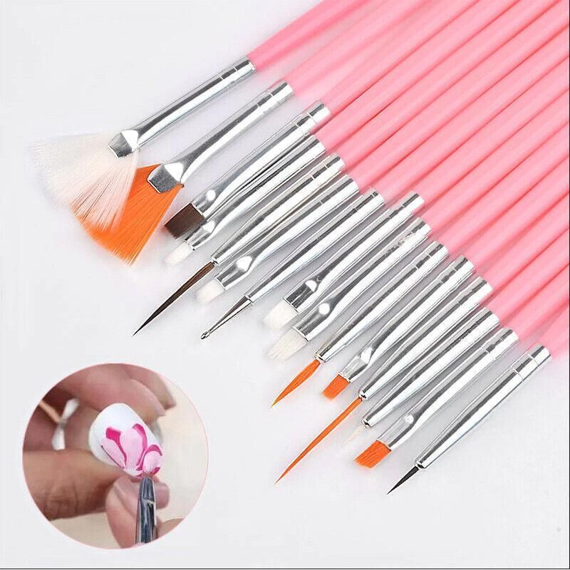Nail Art Design Brushes Dotting Pen Tool Set Painting Uv Gel Drawing Brush 15Pcs - Black