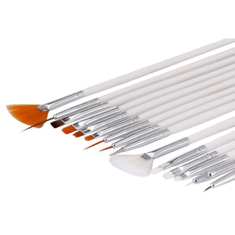 Nail Art Design Brushes Dotting Pen Tool Set Painting Uv Gel Drawing Brush 15Pcs - Black