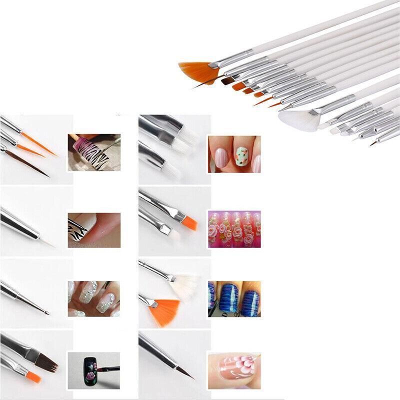 Nail Art Design Brushes Dotting Pen Tool Set Painting Uv Gel Drawing Brush 15Pcs - Black