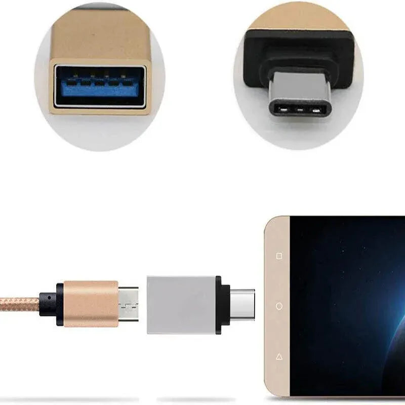 USB Type-C to USB 3.0 Adapter OTG Converter for Phone Tablet Laptop - Gold