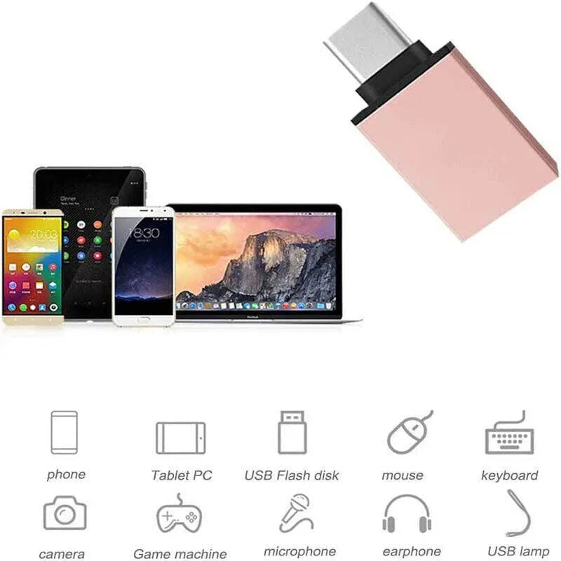 USB Type-C to USB 3.0 Adapter OTG Converter for Phone Tablet Laptop - Silver