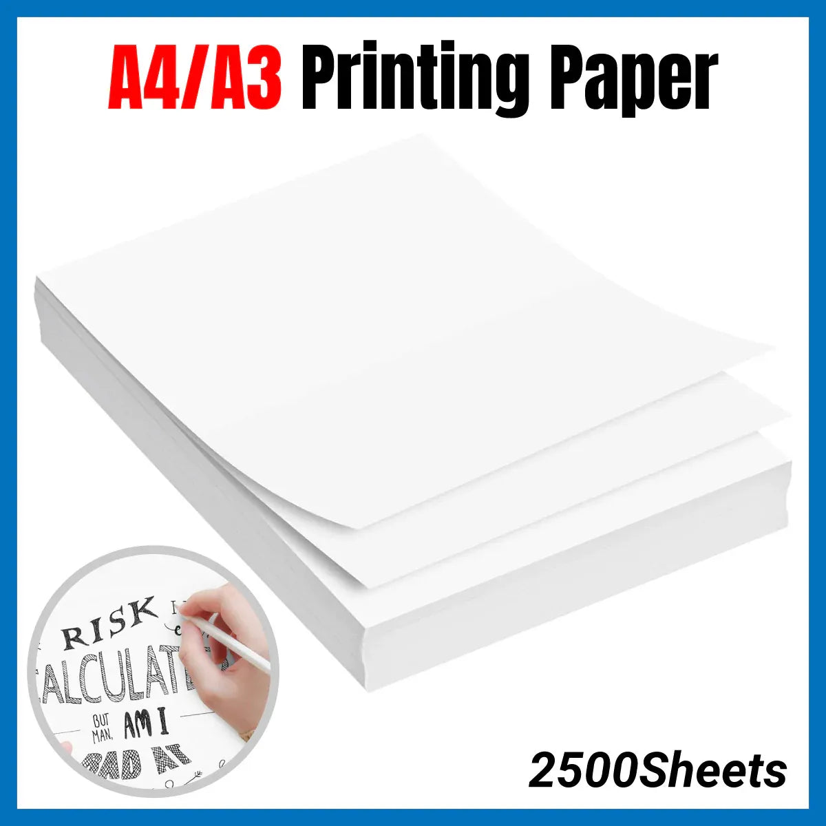 2500 Sheets A4/A3 Printing Paper Premium White No Ghosting for Home Office Use - A4