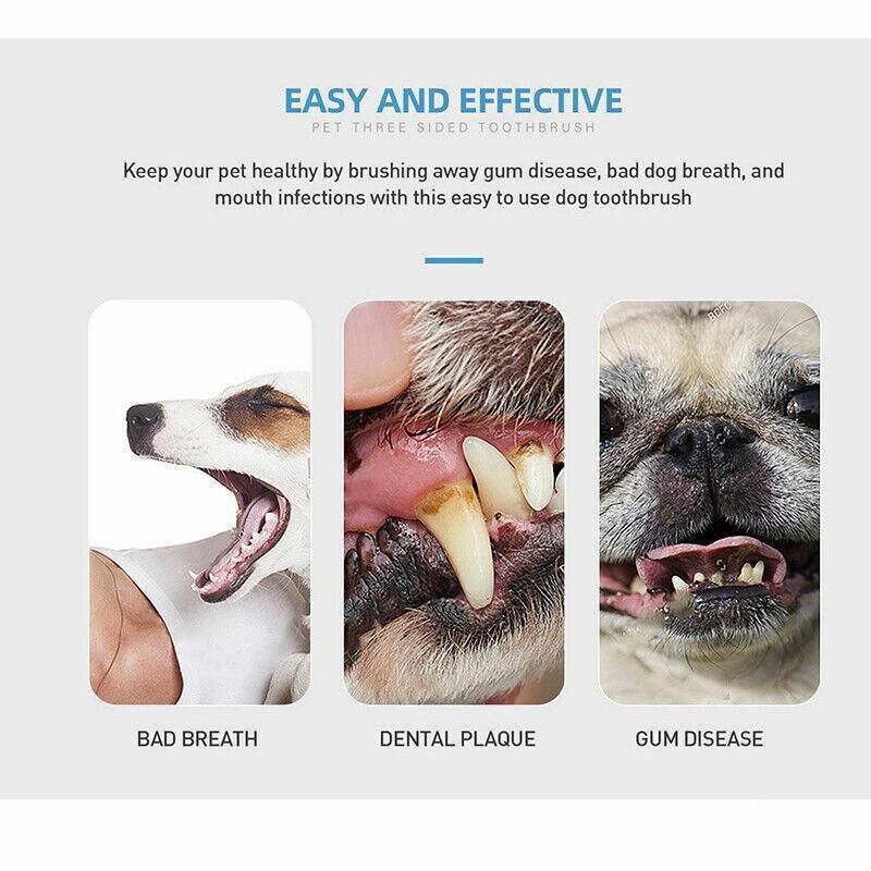 Three Sided Dog Toothbrush Pet Cat Teeth Cleaning Tool Oral Mouth Care Soft Bristle - Dark Green