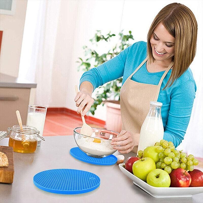 2Pcs Silicone Pot Holder Trivet Mat Hot Pads Non-Slip Heat Resistant Bpa Free