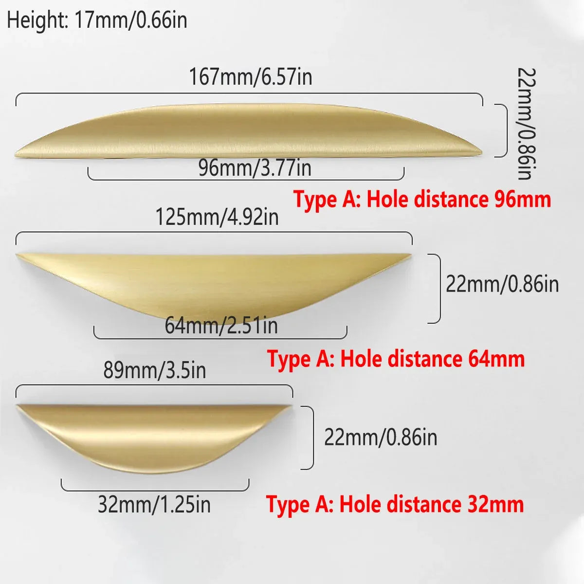 Chinese Cabinet Door Handle Pure Copper Pull Drawer Hand Handle Furniture - Type A-64mm