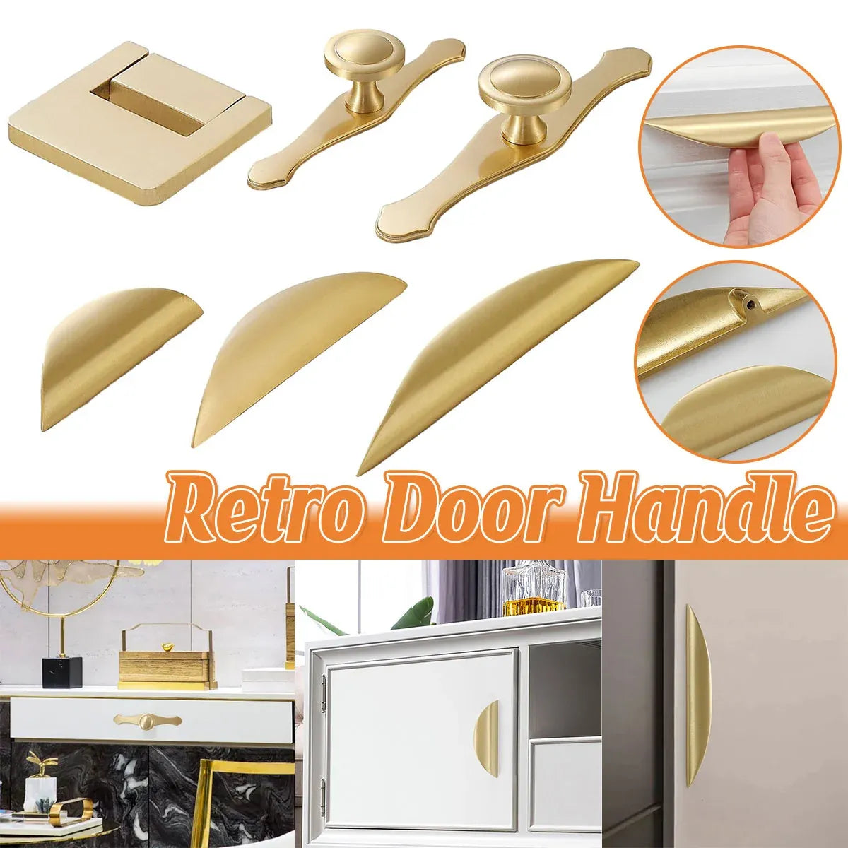 Chinese Cabinet Door Handle Pure Copper Pull Drawer Hand Handle Furniture - Type A-96mm
