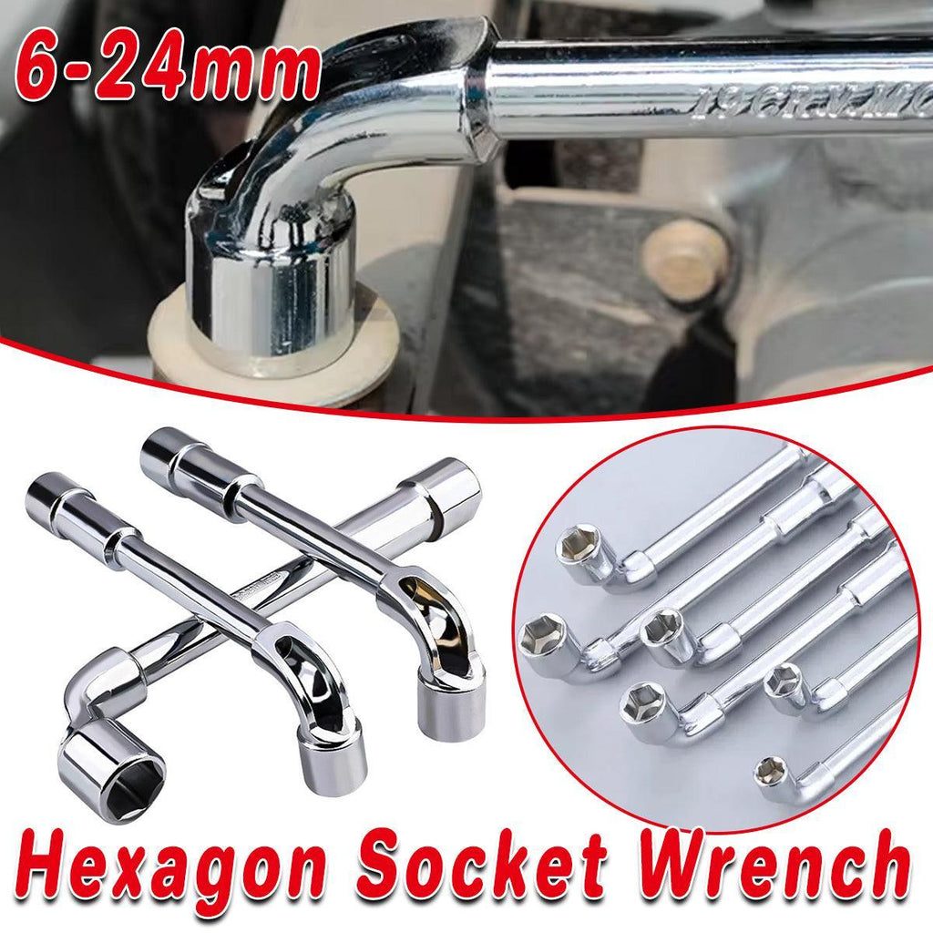 6-23mm L Shaped Socket Wrench Elbow Multi Size Hardware Repair Tool Set - 6mm
