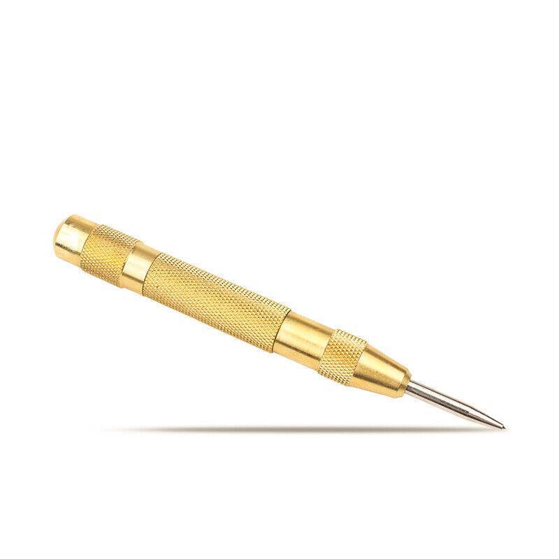 130mm Spring Loaded Centre Punch Automatic Brass Marking Tool Heavy Duty - Silver