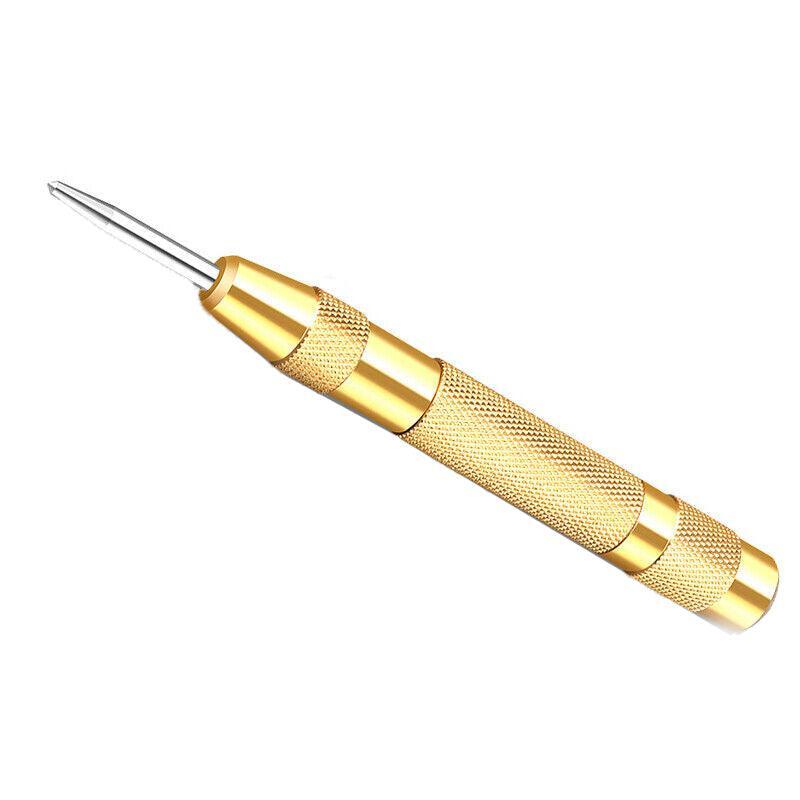 130mm Spring Loaded Centre Punch Automatic Brass Marking Tool Heavy Duty - Silver