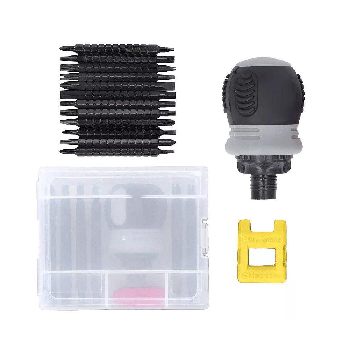 Ratchet Screwdriver Set with Sleeve Dual Head Screwdriver Expansion Cross Bits - 22-in-1