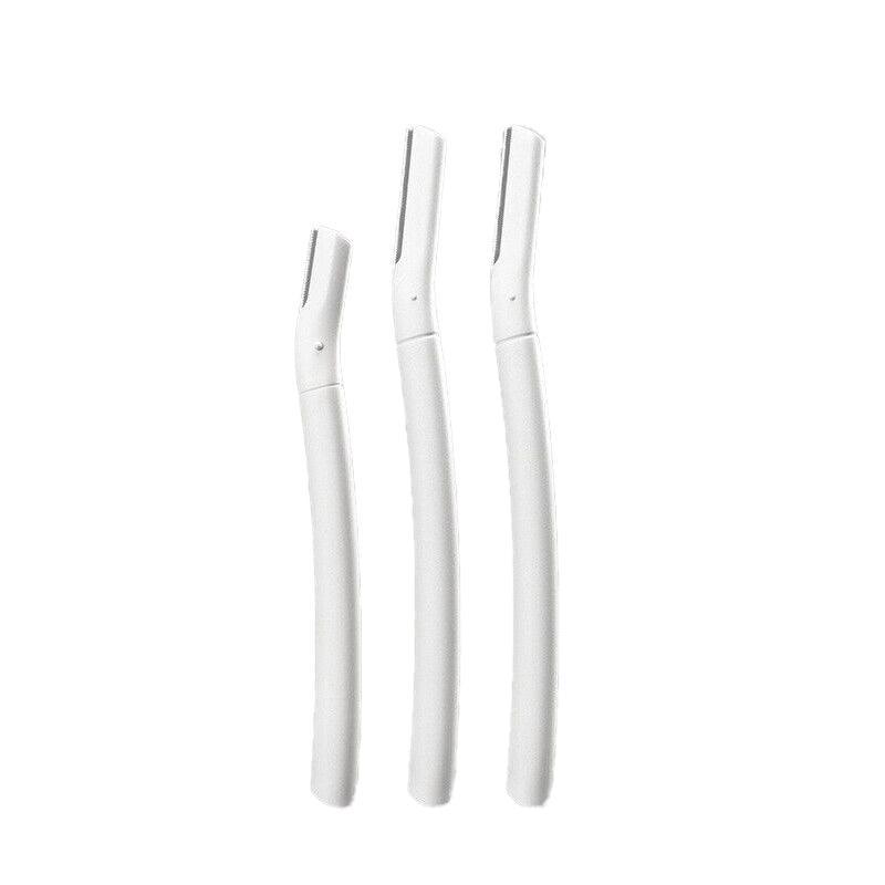 3Pcs Eyebrow Razor Set Facial Trimmer Shaver Blade Hair Remover Beauty Tool - Short+Long Eyebrow Razor+Eyelash Curler-Clear