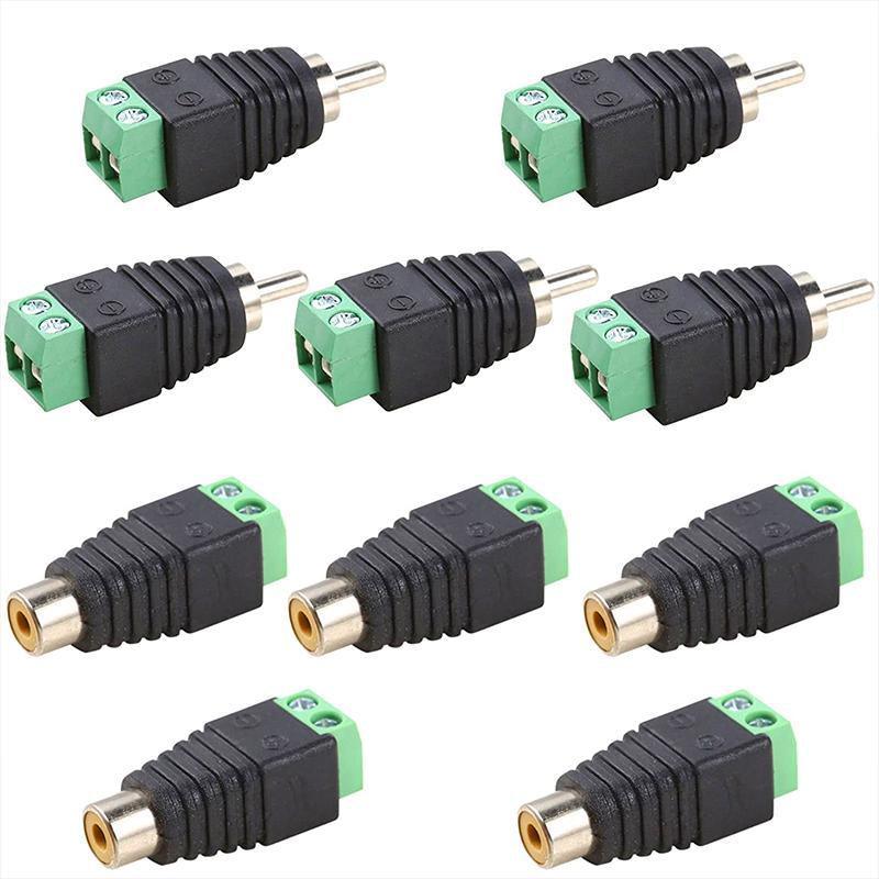 2/4 Pair Speaker Wire cable to female & male RCA Adapter Connector Jack Plug LED - 2 PAIRS