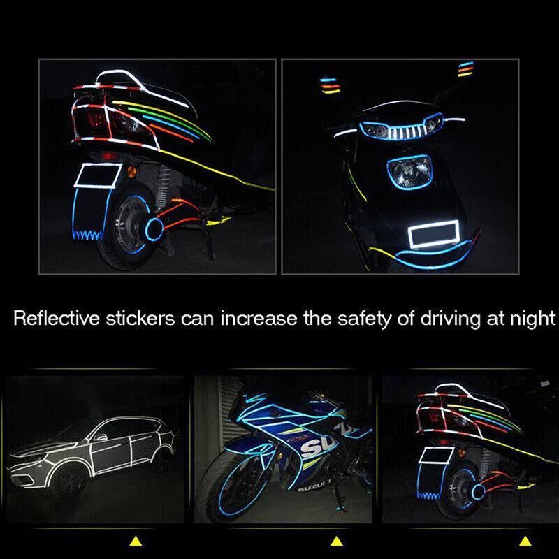8m Reflective Tape for Bikes Cars Motorcycles Waterproof High Visibility Strip - Black-Yellow