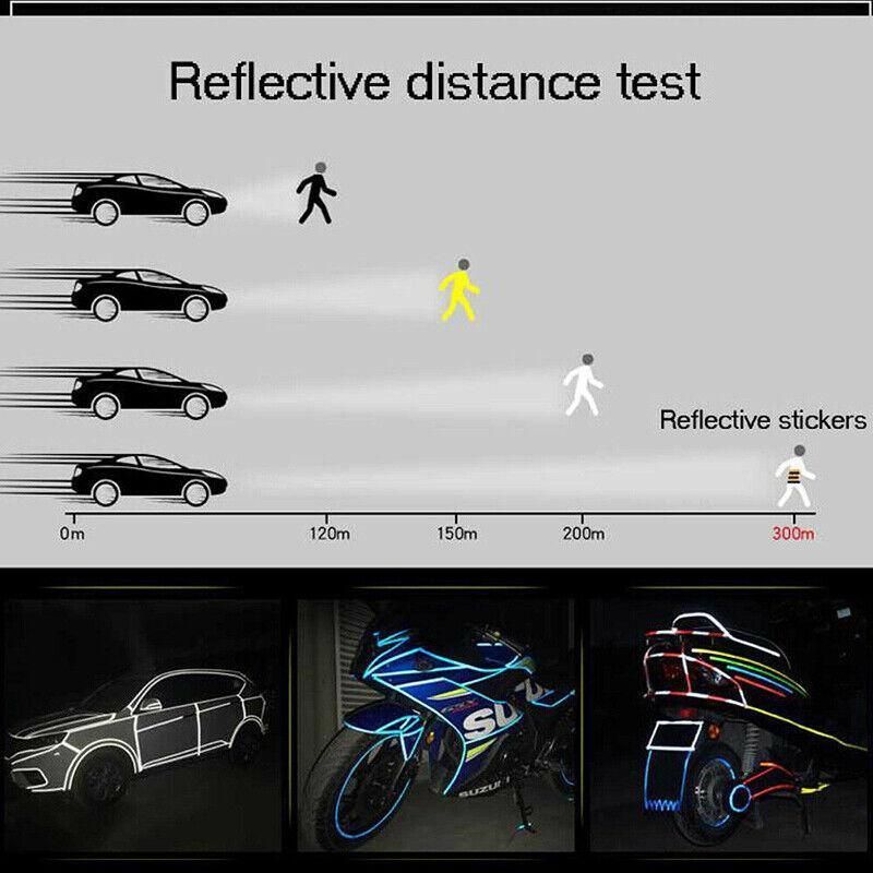 8m Reflective Tape for Bikes Cars Motorcycles Waterproof High Visibility Strip - Black-Yellow