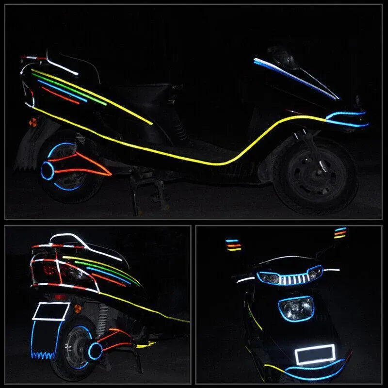 8m Reflective Tape for Bikes Cars Motorcycles Waterproof High Visibility Strip - Colourful