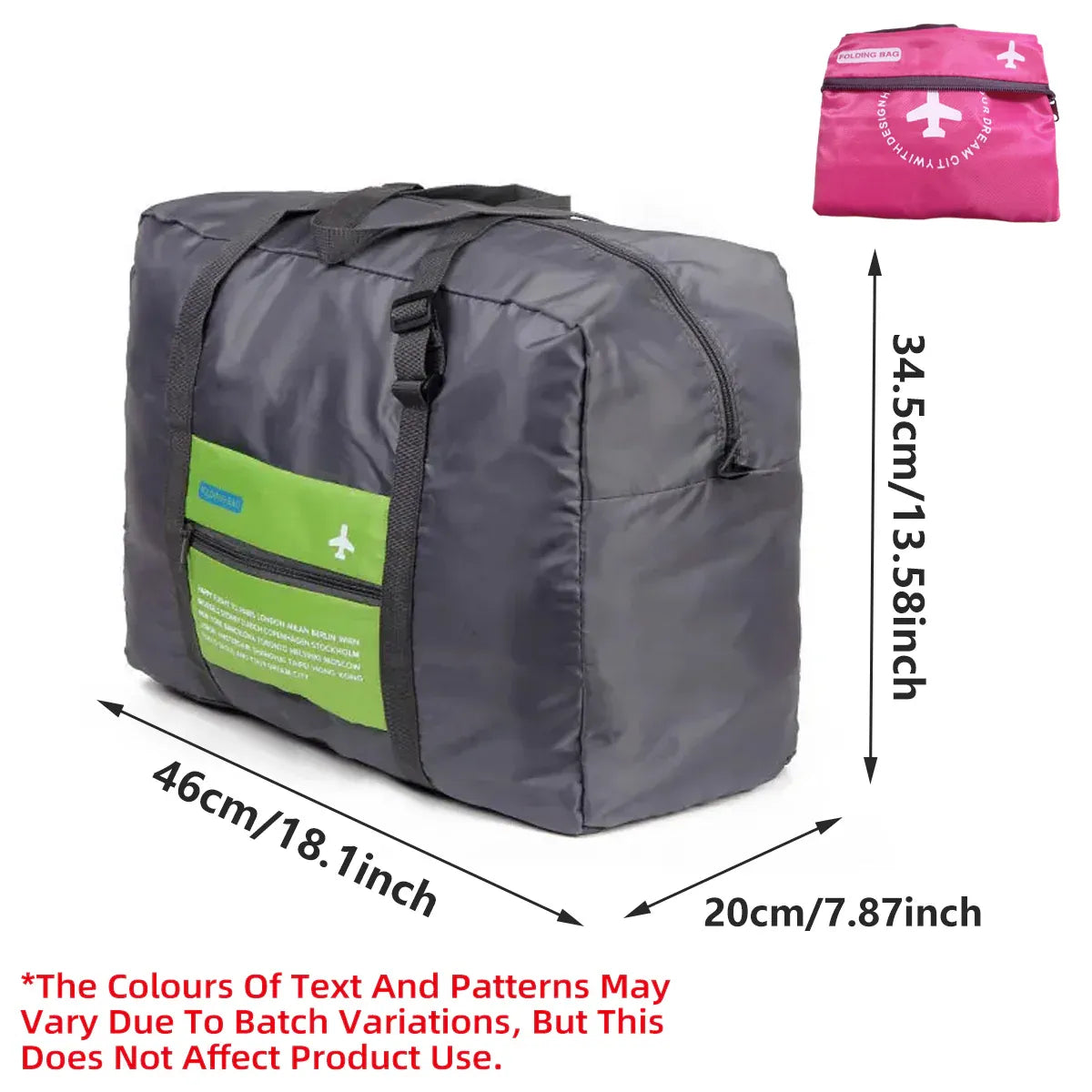Nylon Waterproof Collapsible Travel Bag Large Suitcase Clothing Organizer - Blue