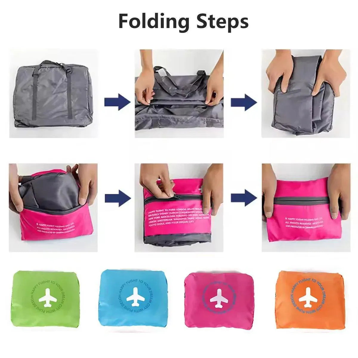 Nylon Waterproof Collapsible Travel Bag Large Suitcase Clothing Organizer - Blue