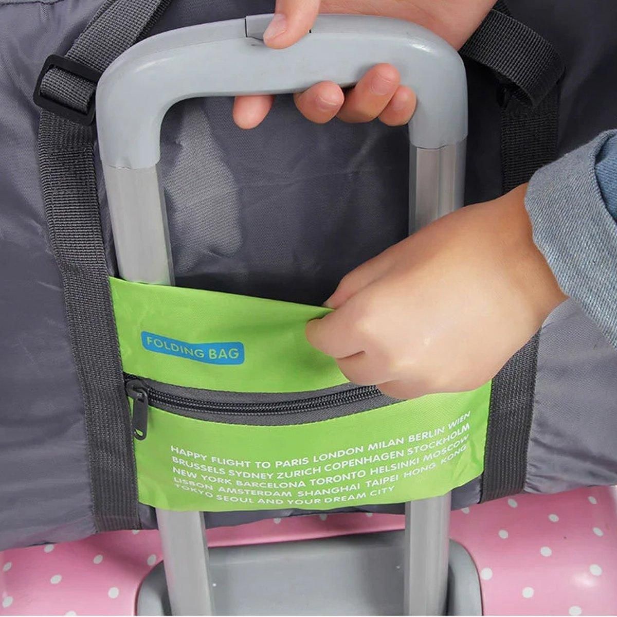 Nylon Waterproof Collapsible Travel Bag Large Suitcase Clothing Organizer - Blue
