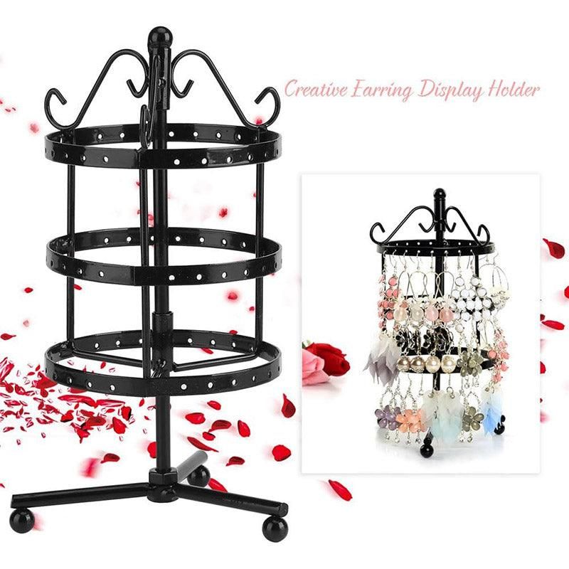 3 Tier Round Rotating Earring Display Stand Jewelry Holder Hanger for Earrings