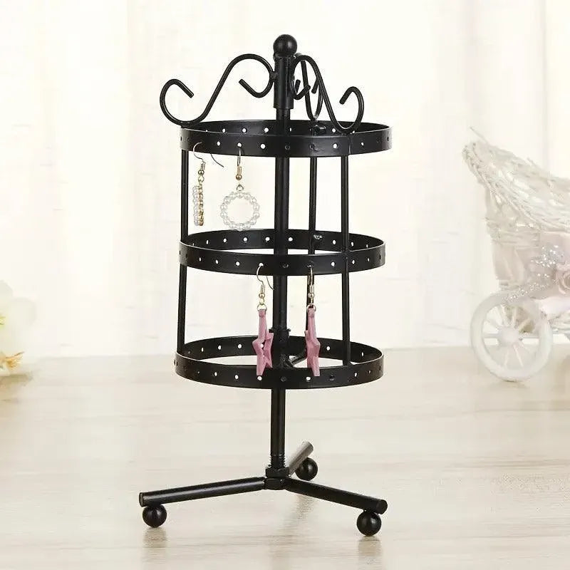 3 Tier Round Rotating Earring Display Stand Jewelry Holder Hanger for Earrings