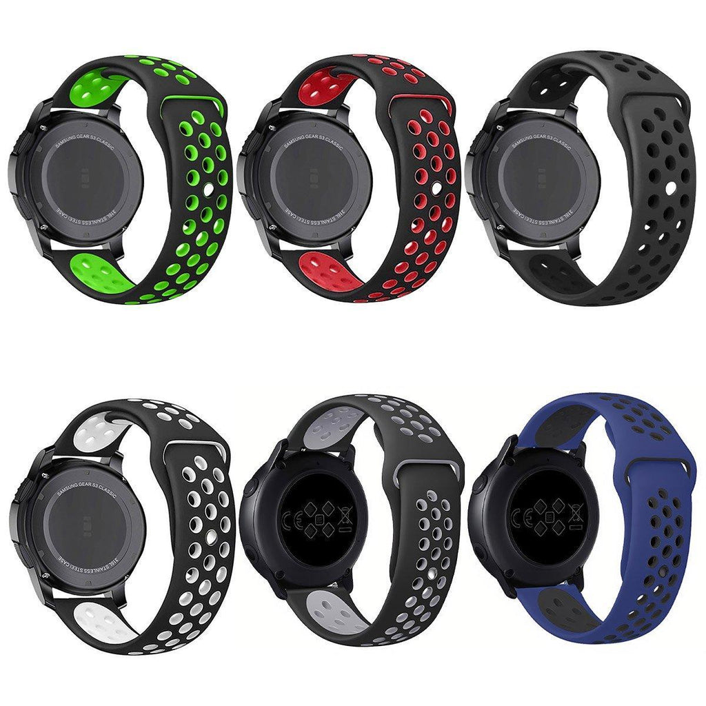 22mm 20mm Silicone Sports Watch Band for Samsung Huawei Huami Two-Tone Strap - 20mm-Blue