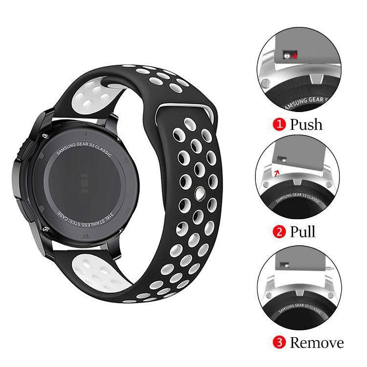 22mm 20mm Silicone Sports Watch Band for Samsung Huawei Huami Two-Tone Strap - 20mm-Blue